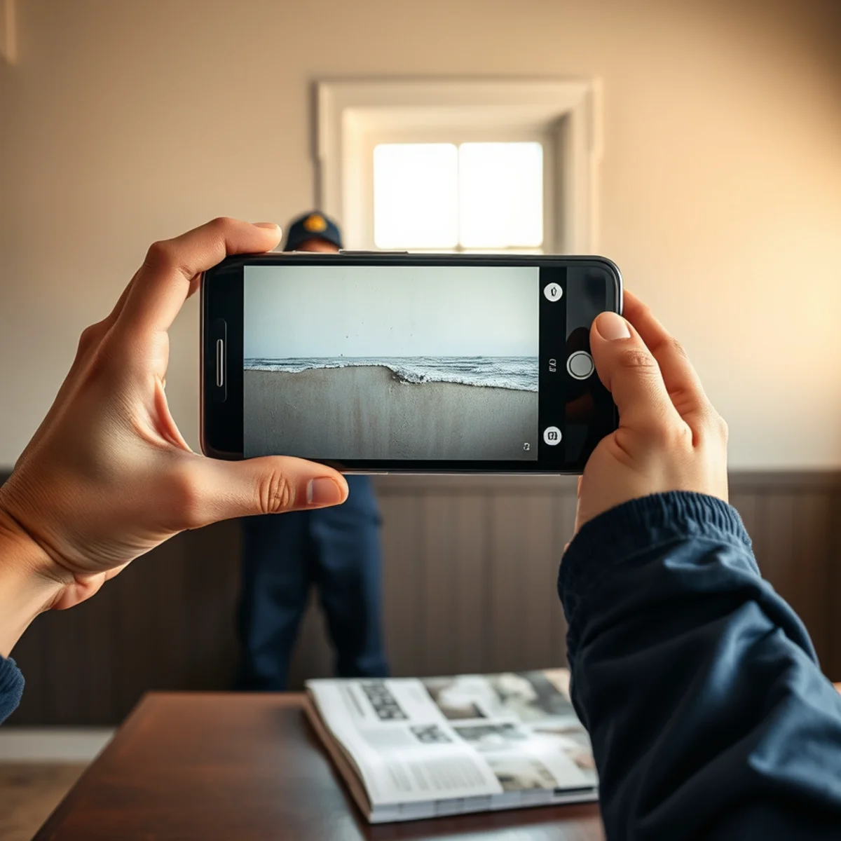 Photographing the water line on a wall before cleanup begins