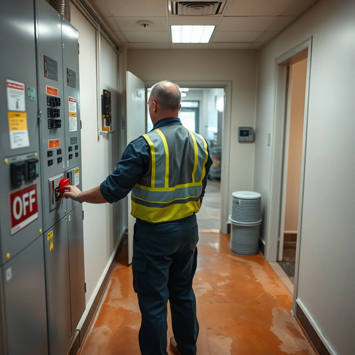 Isolating power before entering a flooded commercial space