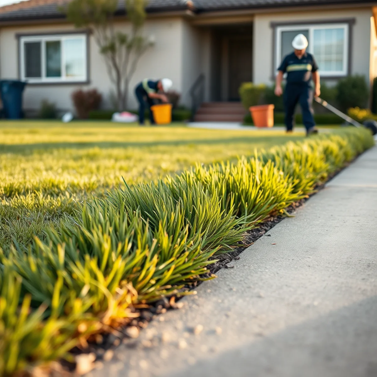 A line of greener grass revealing an underground water leak