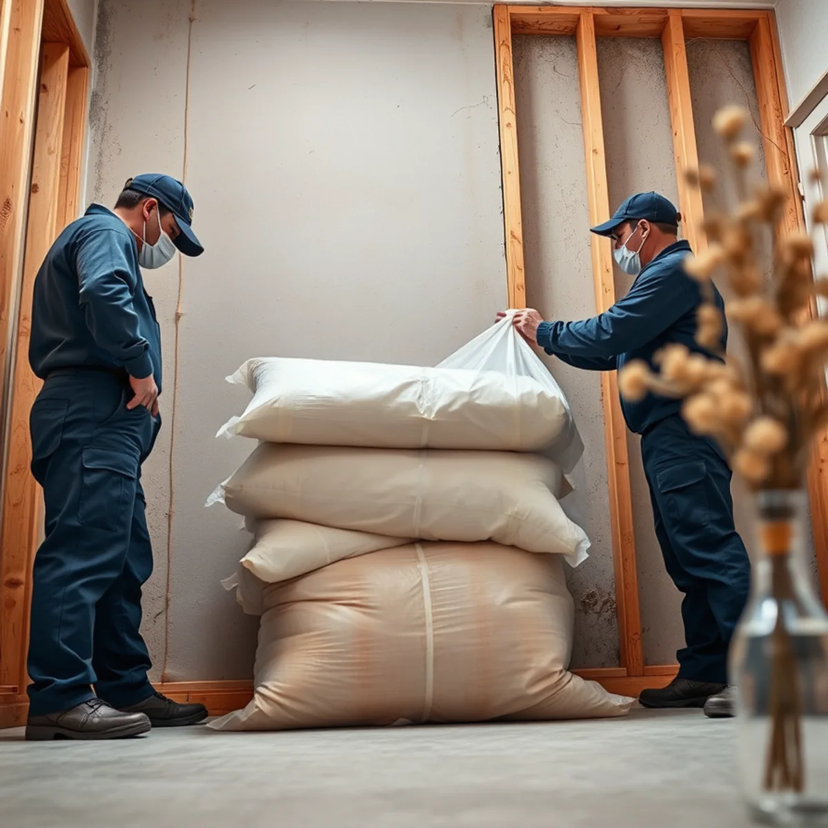 Removing colonised drywall and insulation during mold remediation