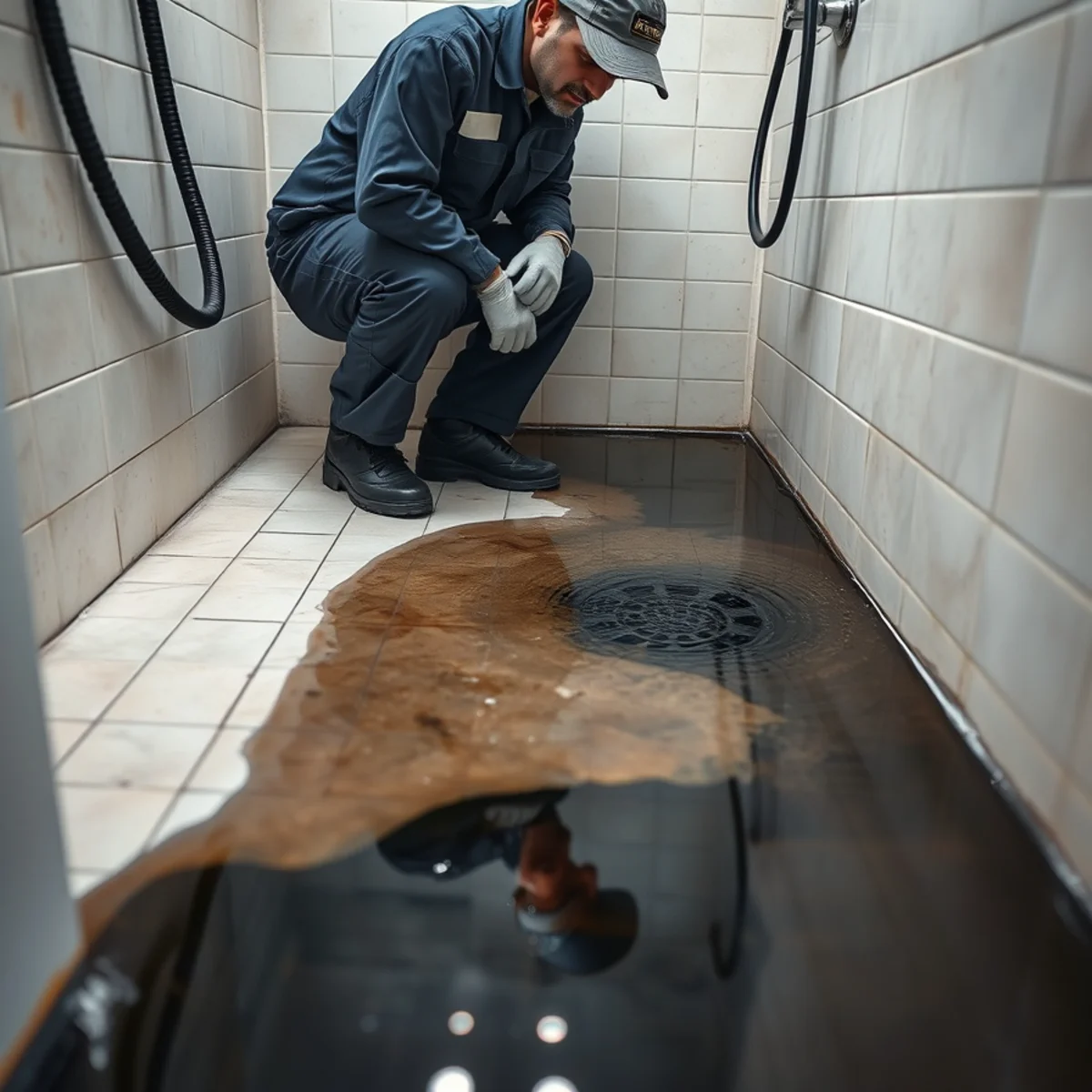 Sewage backup surfacing in a shower drain in a Fullerton, CA home