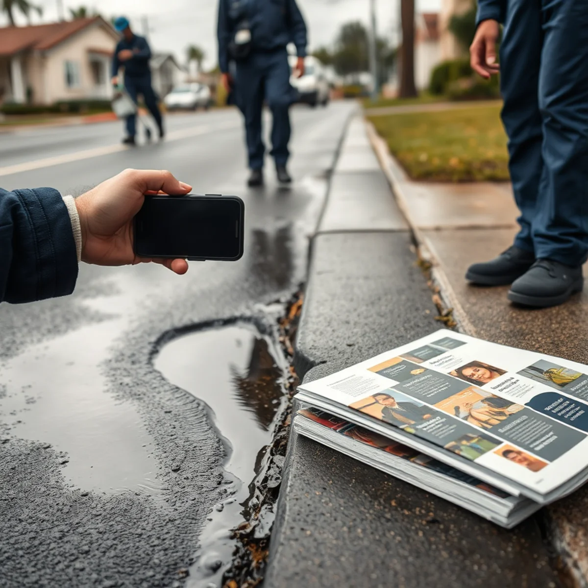 Contacting the utility company about a suspected main break