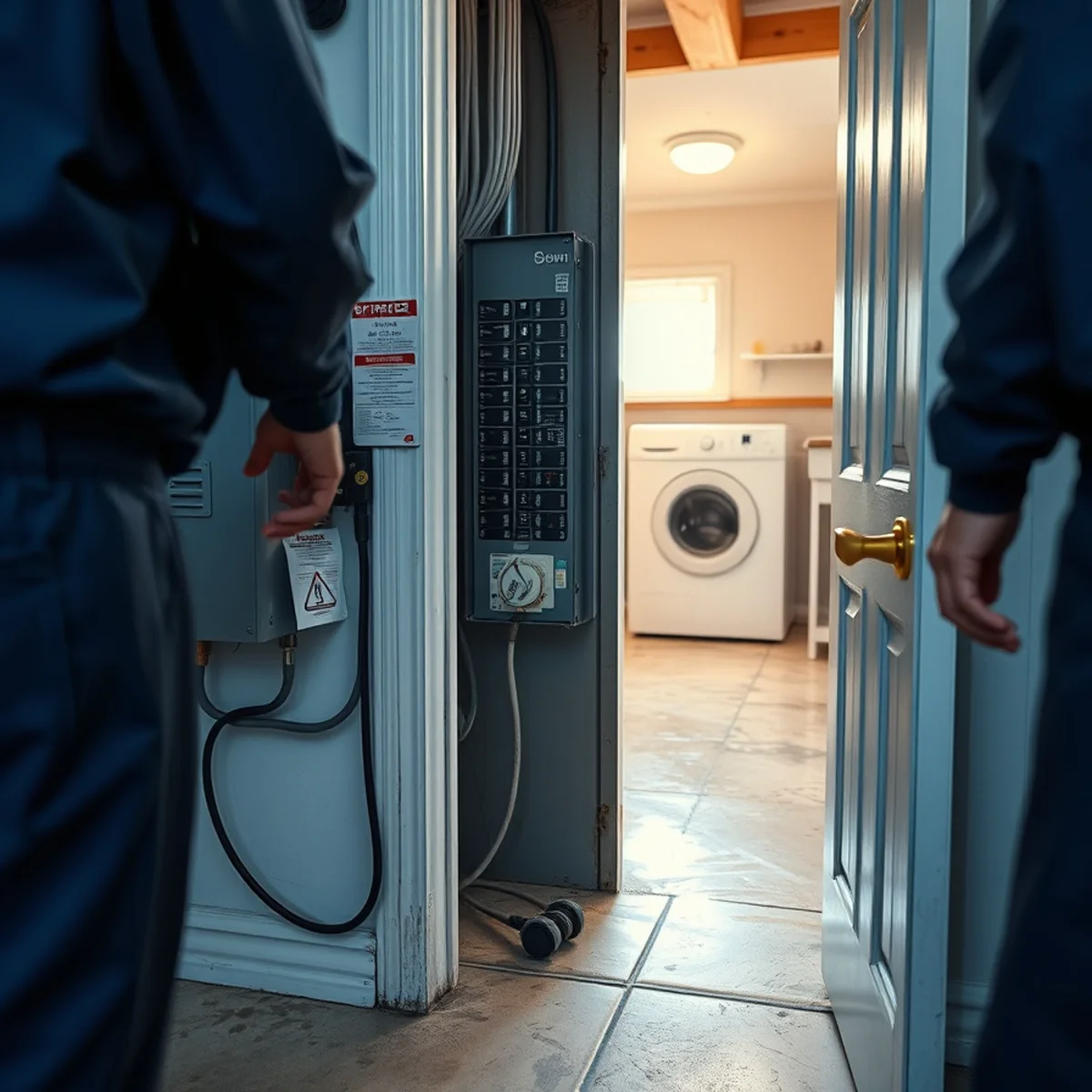 Cutting power to a flooded laundry area at the breaker panel