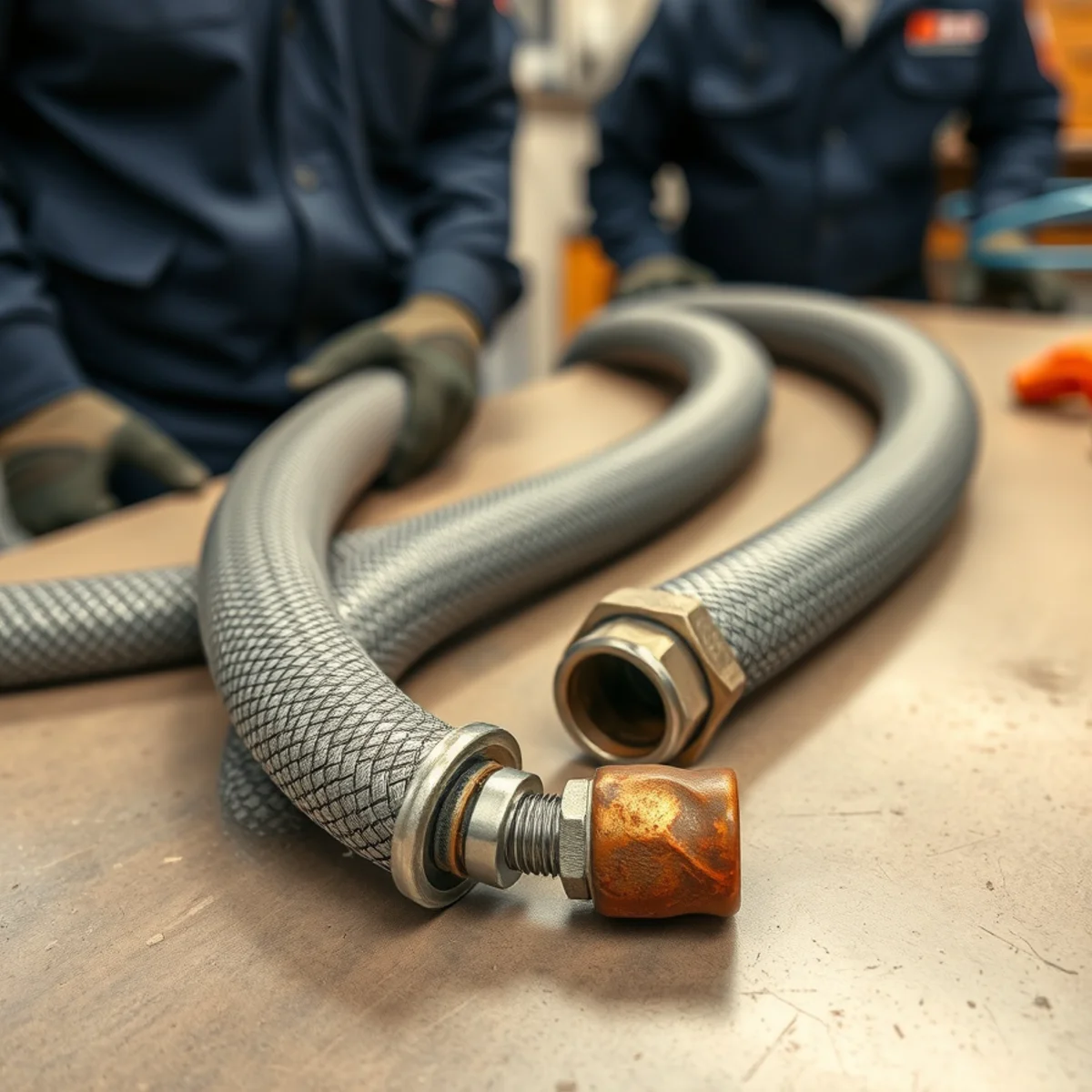 Braided stainless steel washing machine supply hoses installed in a Fullerton, CA laundry