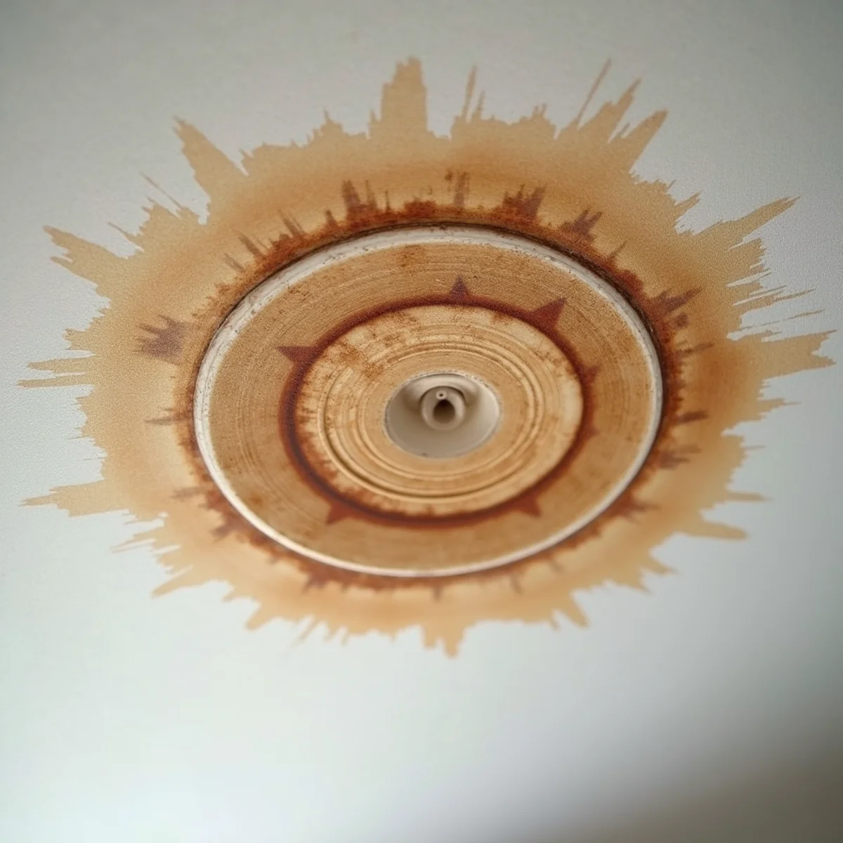Concentric ring water stain on a ceiling in a Fullerton, CA home