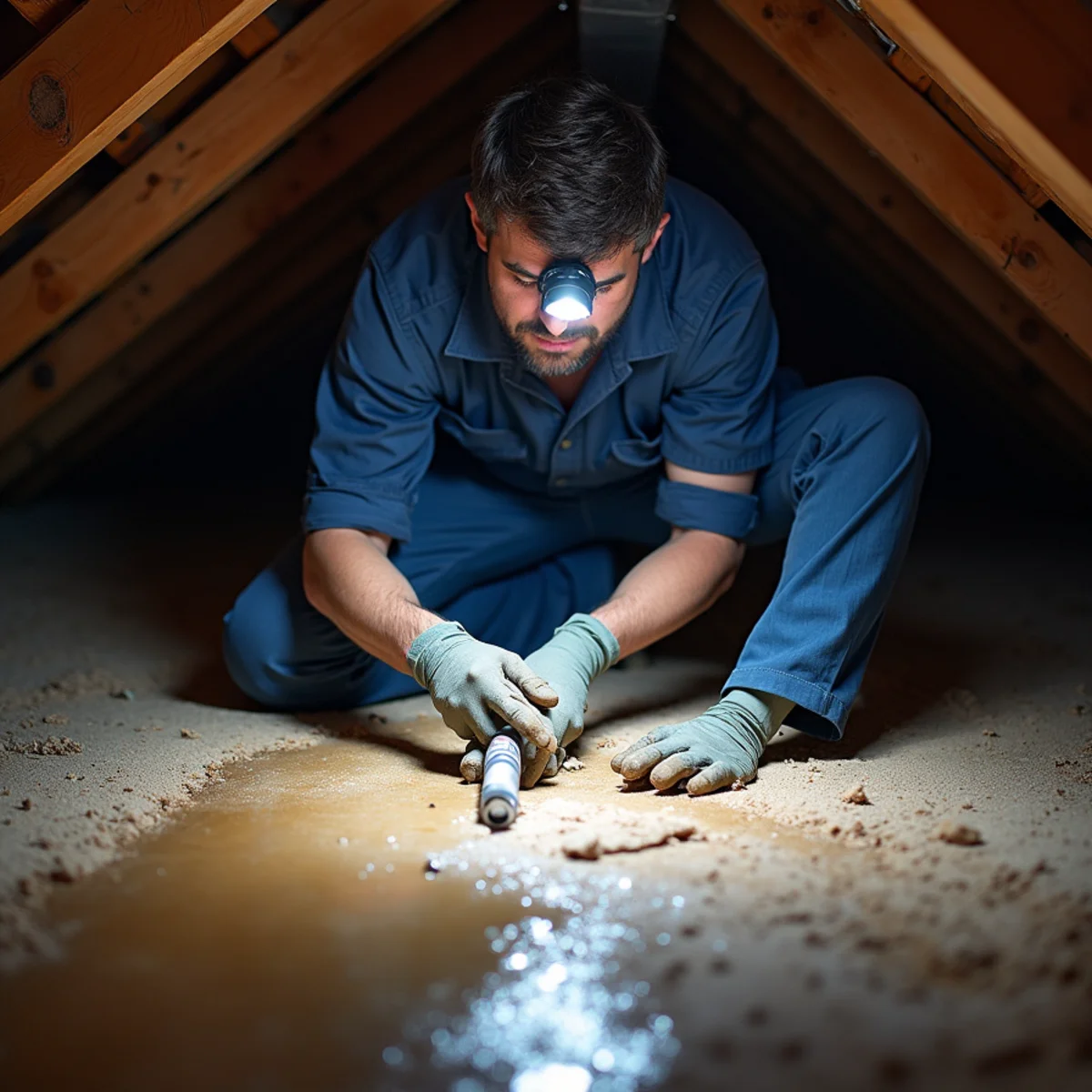 Blocked HVAC condensate line that flooded a ceiling in a Fullerton home