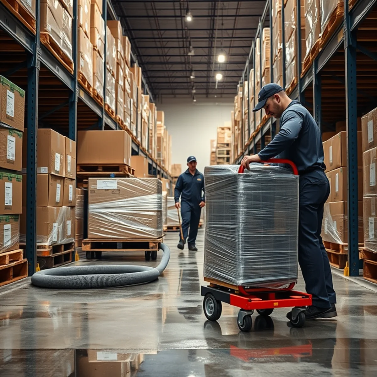 Protecting and moving stock during commercial water damage cleanup in Fullerton