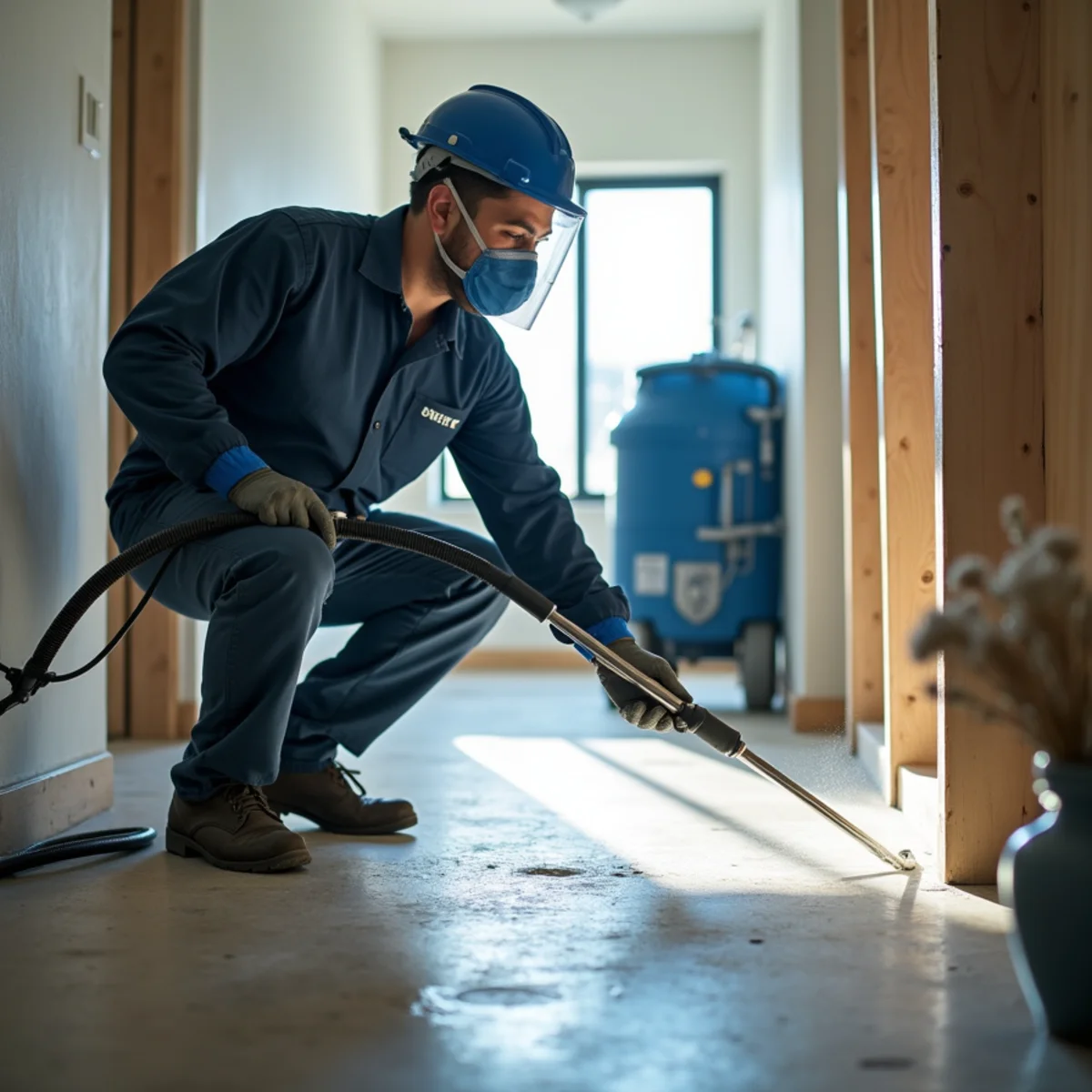 Sanitising hard surfaces after storm flood water in a Fullerton property