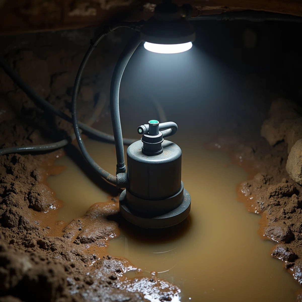 Pumping standing water out of a flooded Fullerton crawl space