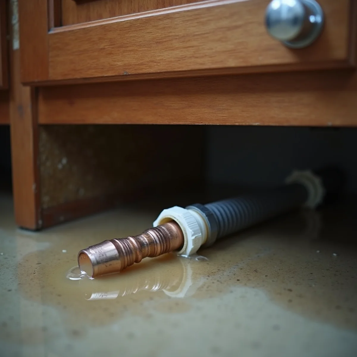 Failed builder-grade supply connector in an Amerige Heights home