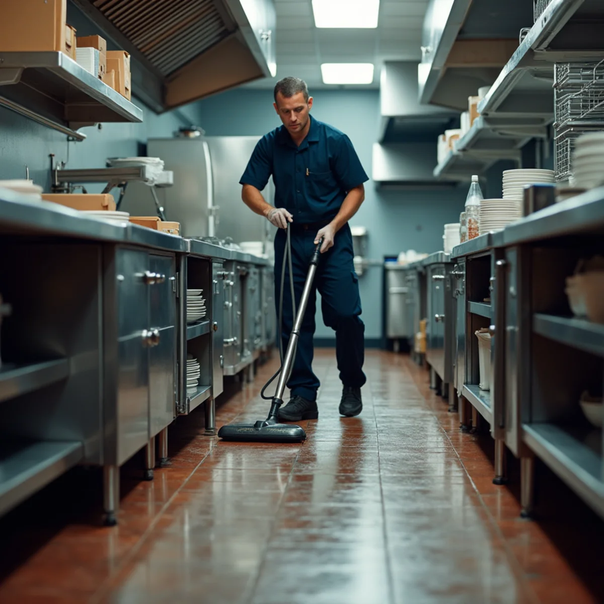 Overnight water extraction in a Downtown Fullerton restaurant kitchen