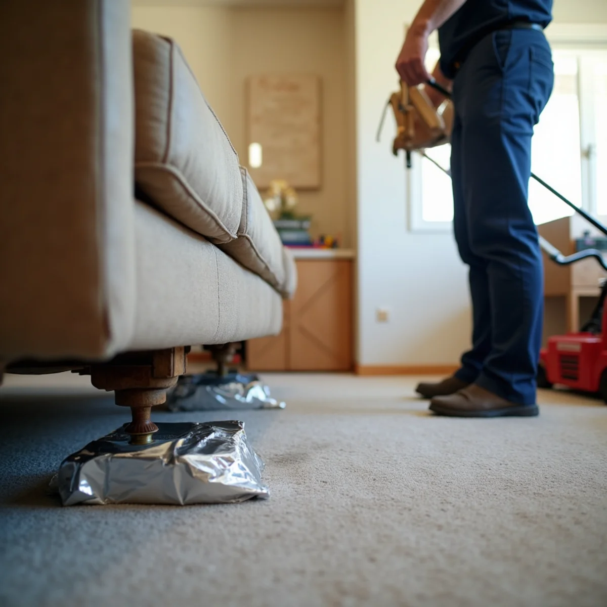 Lifting contents clear of wet flooring in a Gilbert area home