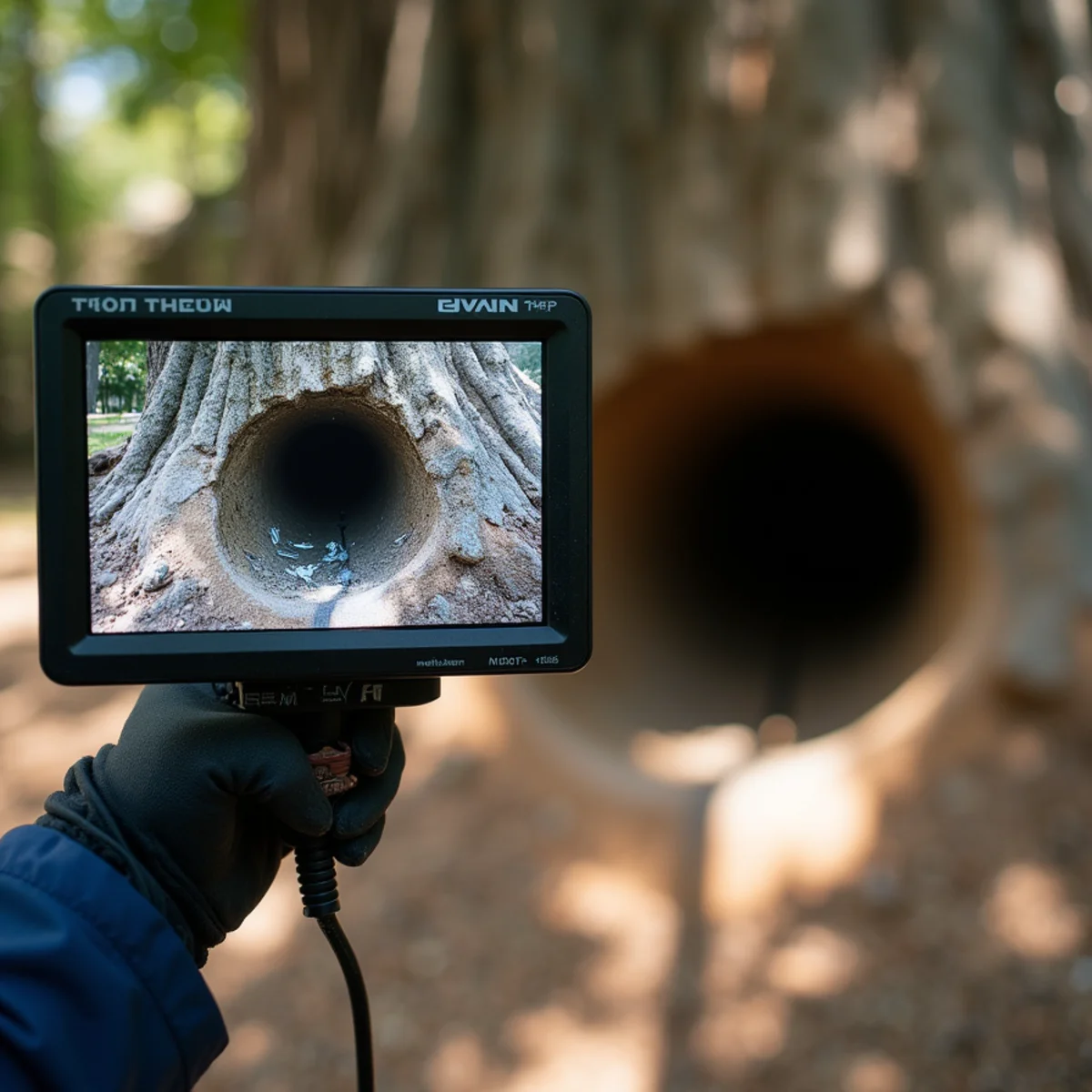 Tree roots inside a clay sewer lateral in Golden Hills, Fullerton