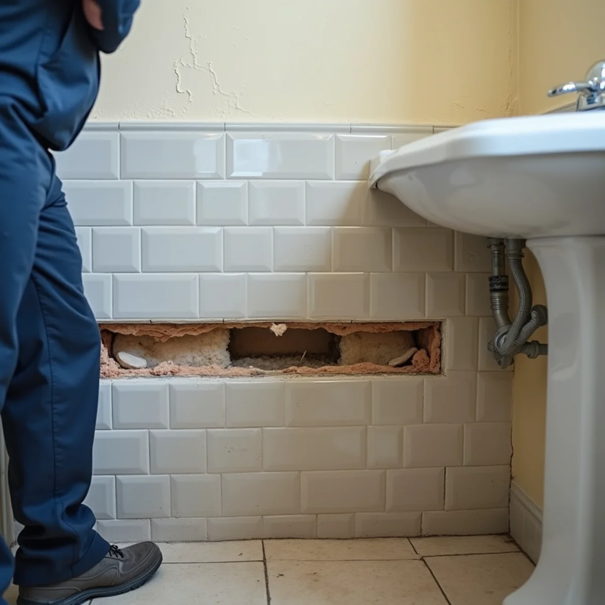 Flood cut in a post-war bathroom off Magnolia Avenue