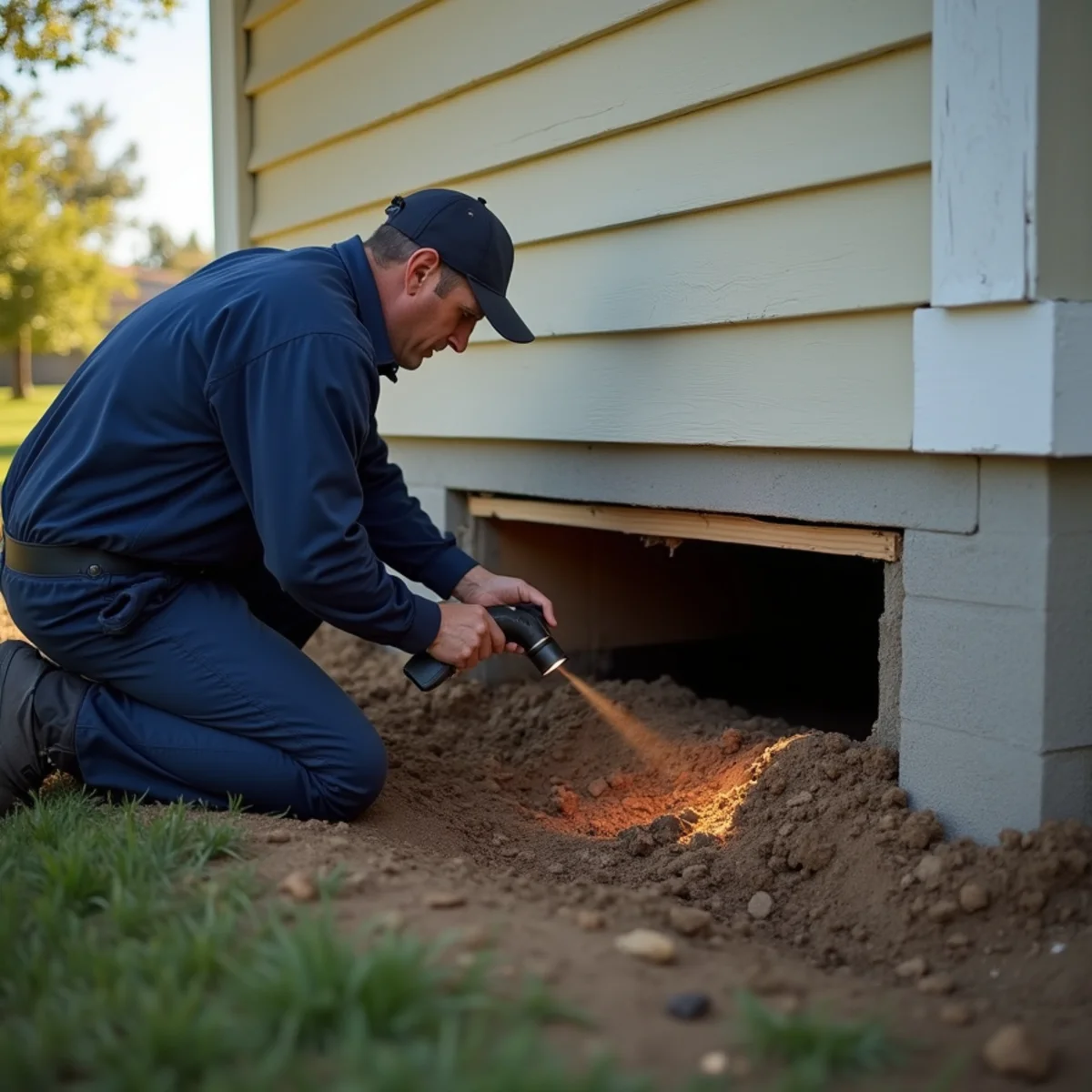 Crawl space access check at a 1940s North Fullerton ranch home