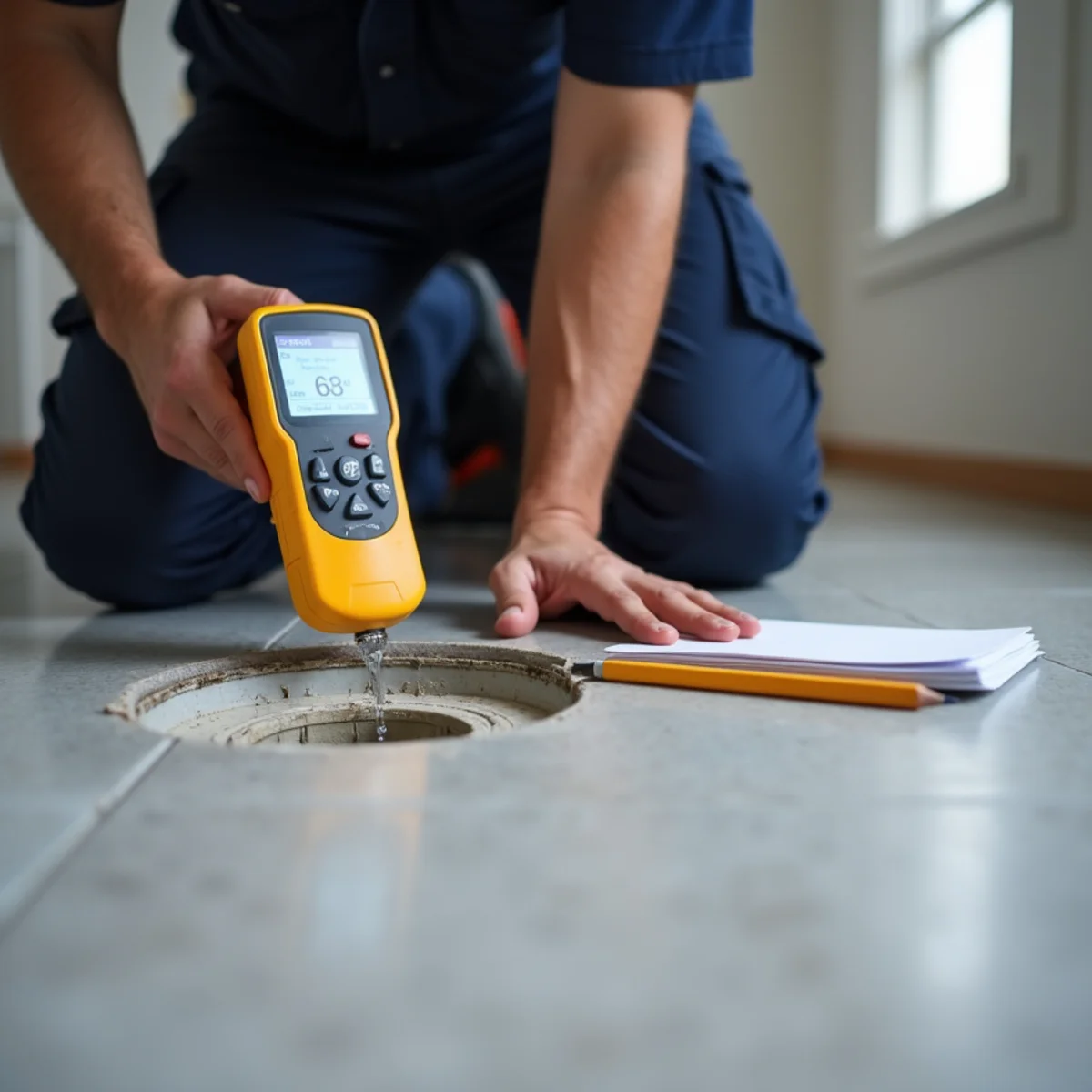 Verifying subfloor moisture in a South Fullerton tract home
