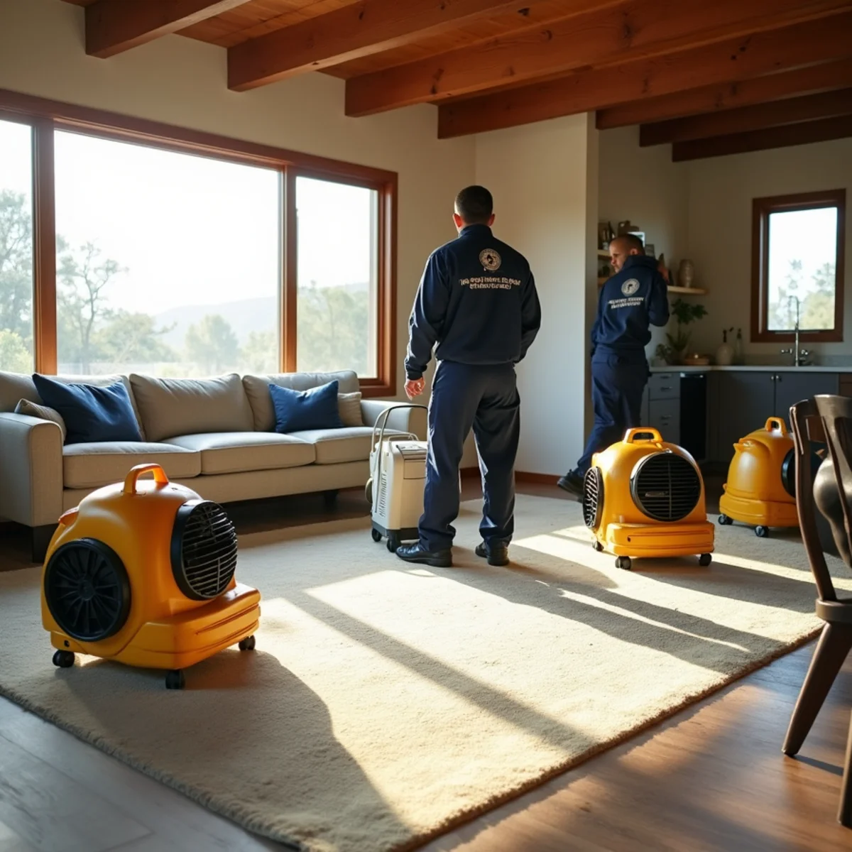 Drying equipment running in a 1950s Sunny Hills living room