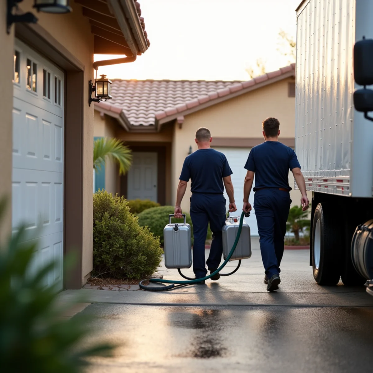 Water damage crew arriving at a Fullerton, CA home and assessing the loss