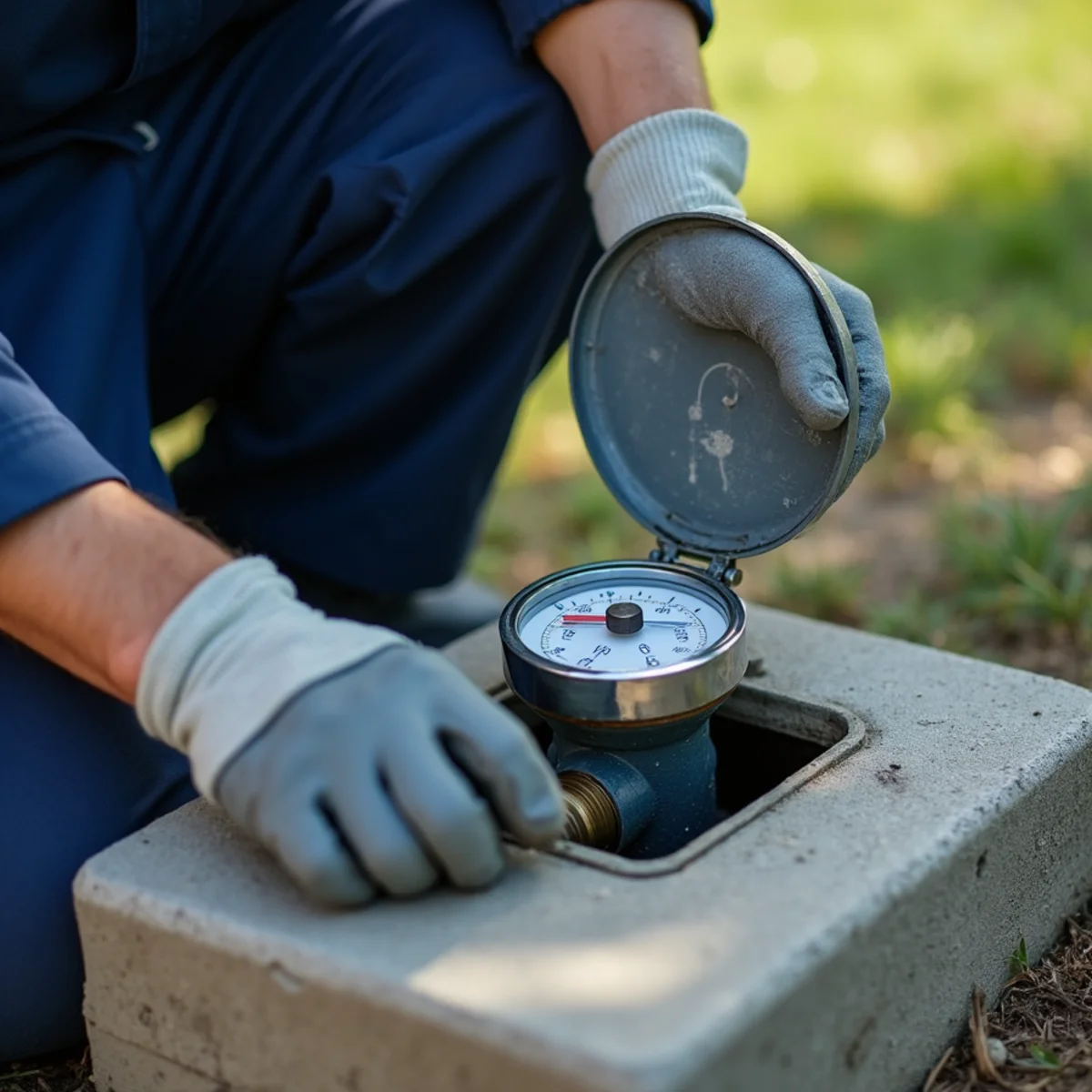 Water meter low-flow dial checked during leak isolation