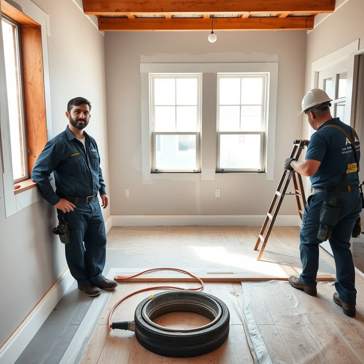 Residential water damage restoration and rebuild work inside a Fullerton, CA family home
