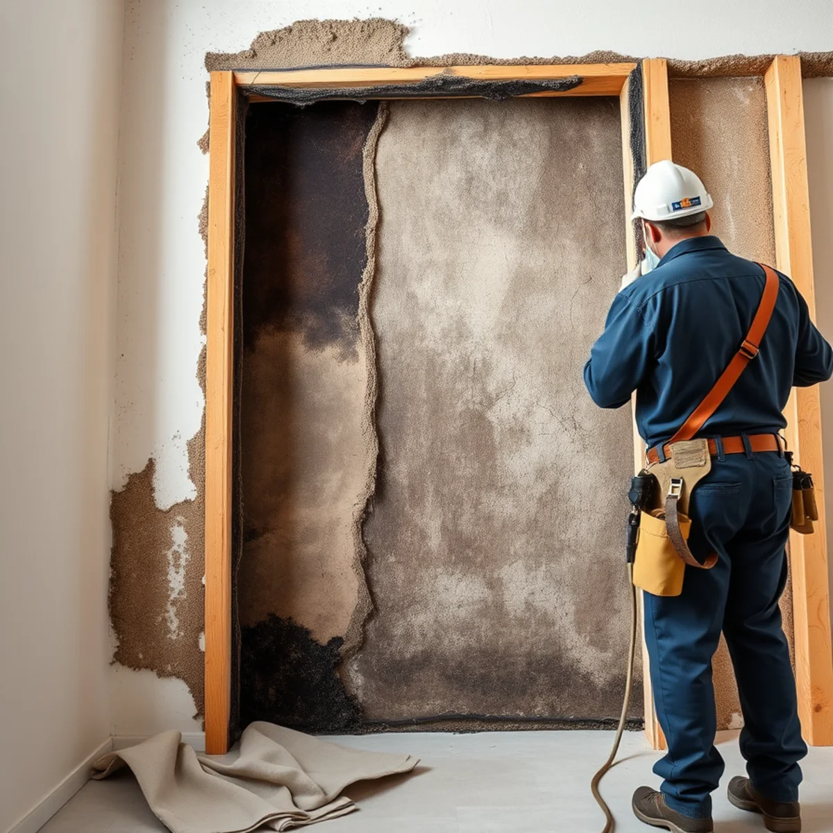 Mold found inside a wall cavity after a slow leak in West Anaheim, CA