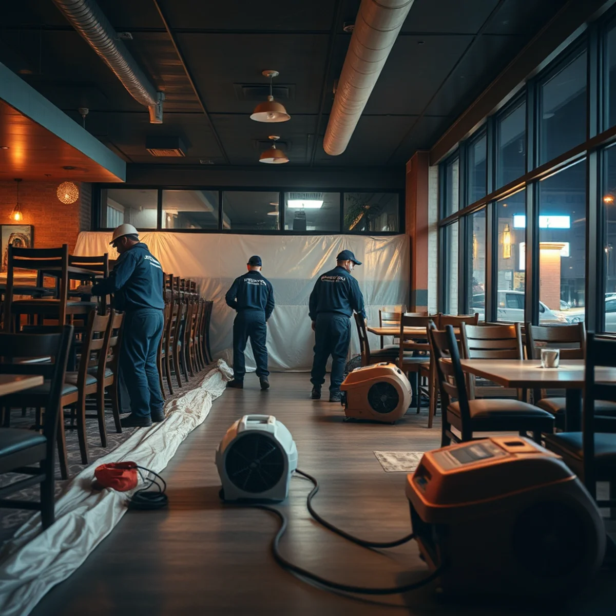 Commercial water damage restoration in a Downtown Brea, CA retail space
