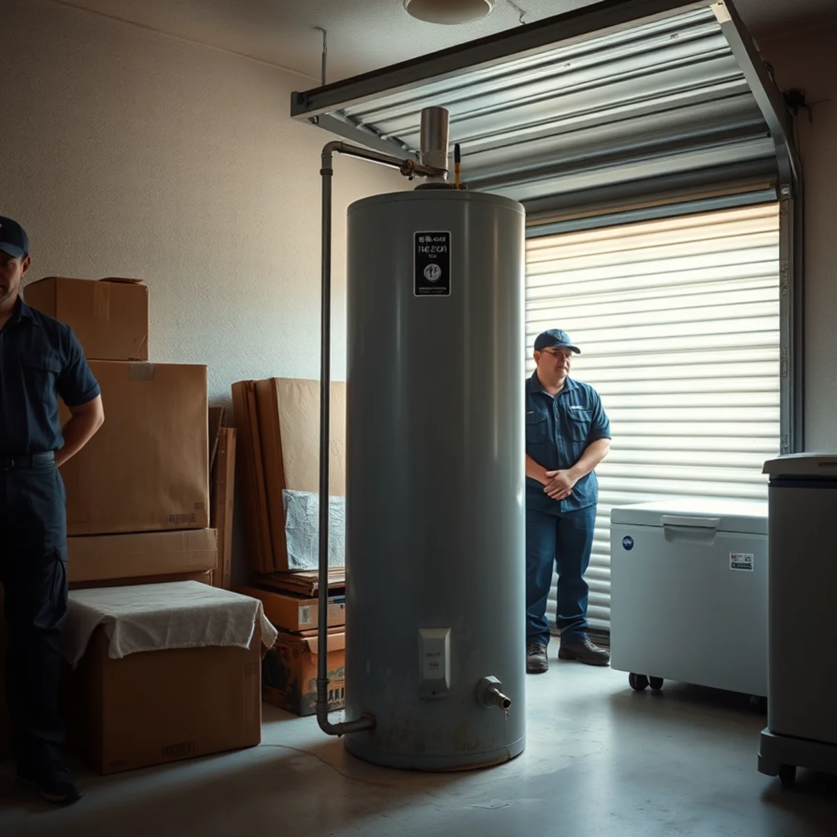 Aging garage water heater installation typical of Buena Park, CA homes