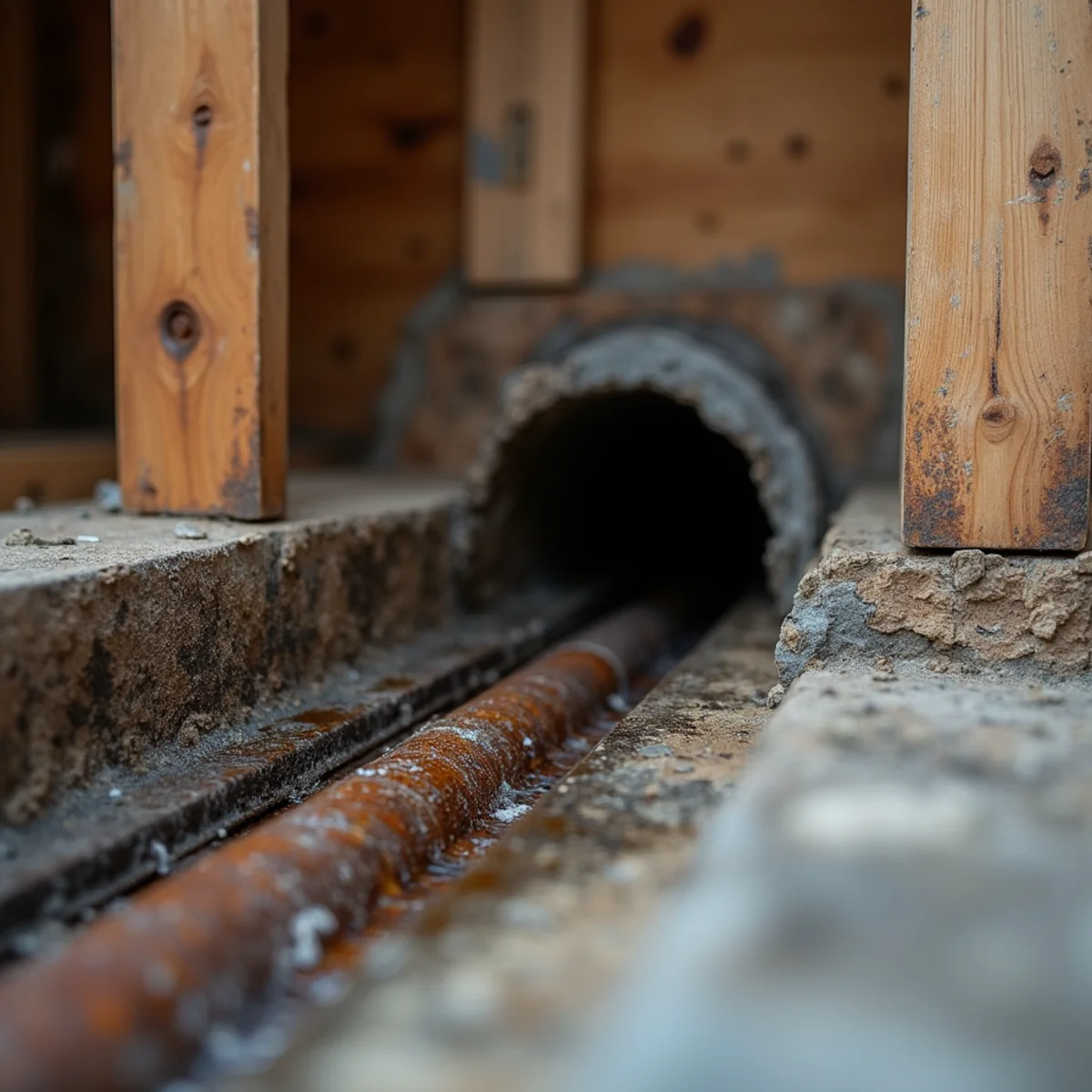 Original galvanized drain line in a West La Habra home