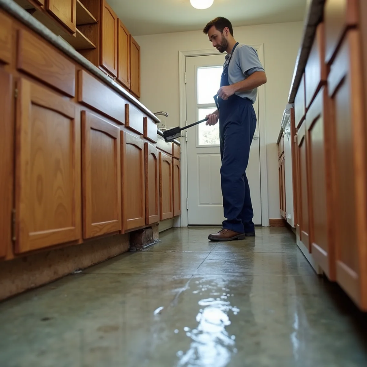 Kitchen water loss in a La Mirada student rental