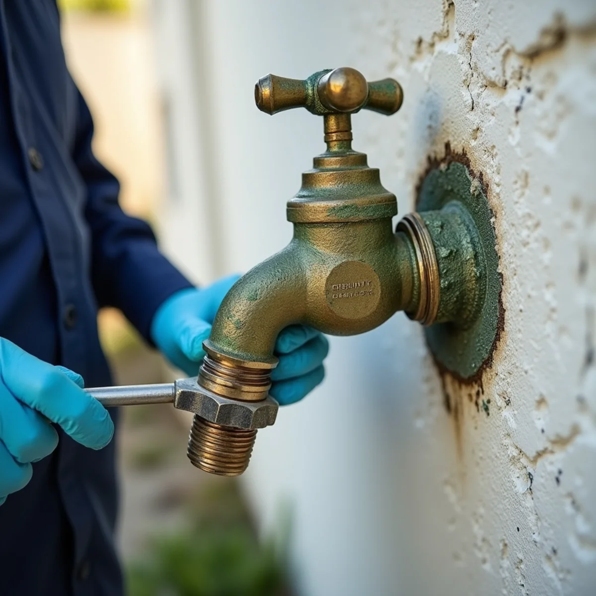 Salt-air corrosion on an exterior fitting in Long Beach
