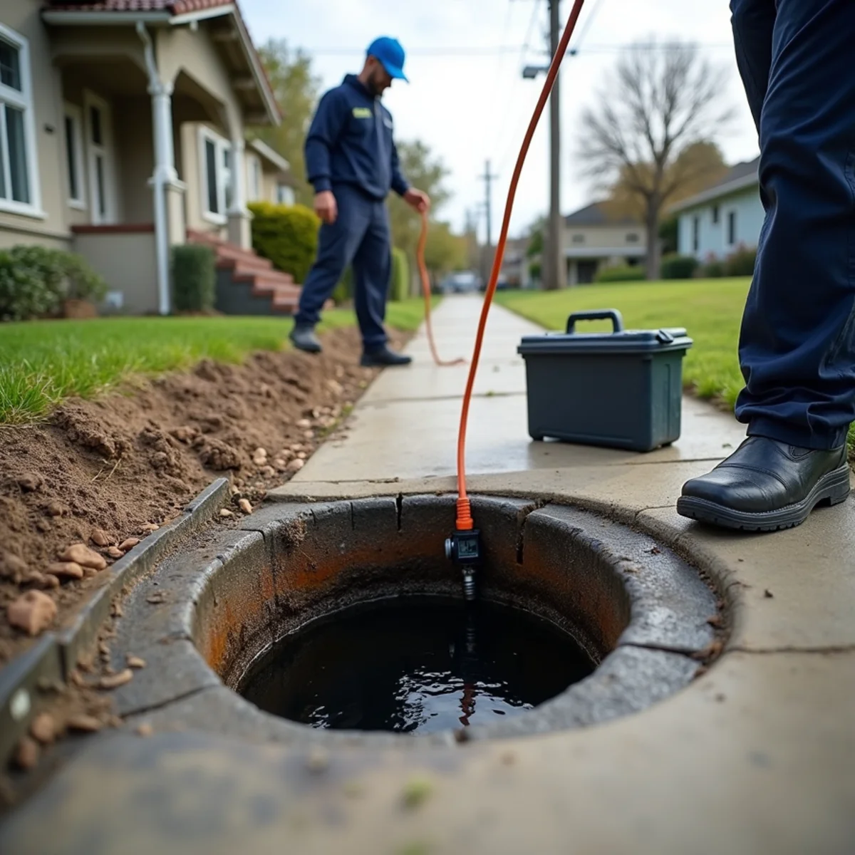 Sewer lateral access at a Norwalk property