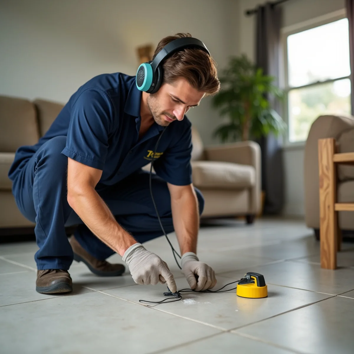 Acoustic slab leak detection in an Alta Vista home