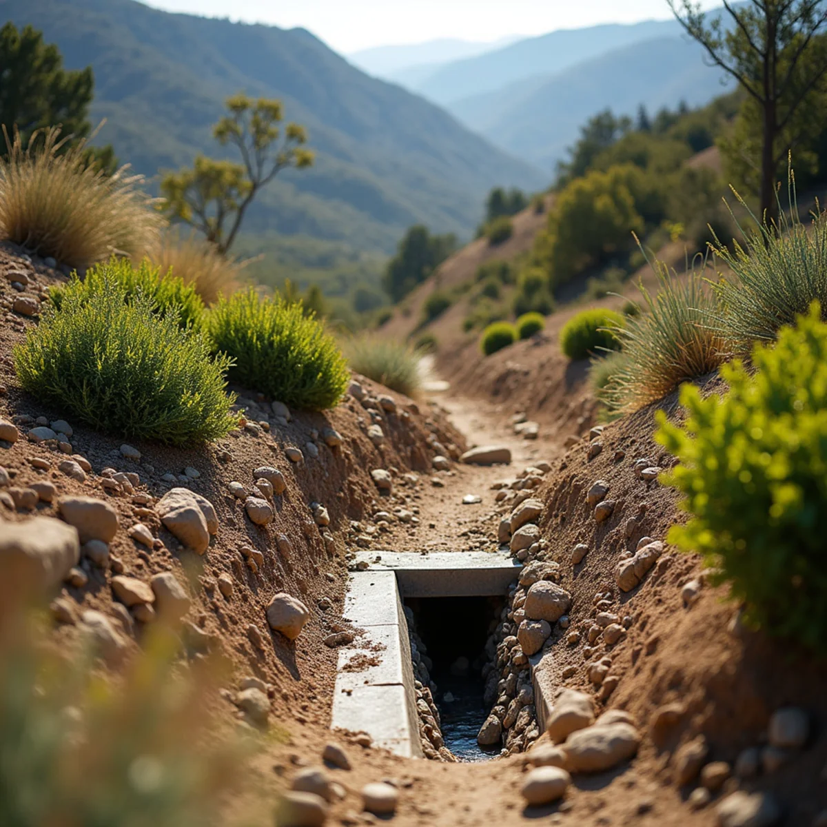 Slope drainage inlet above a Placentia Hills home