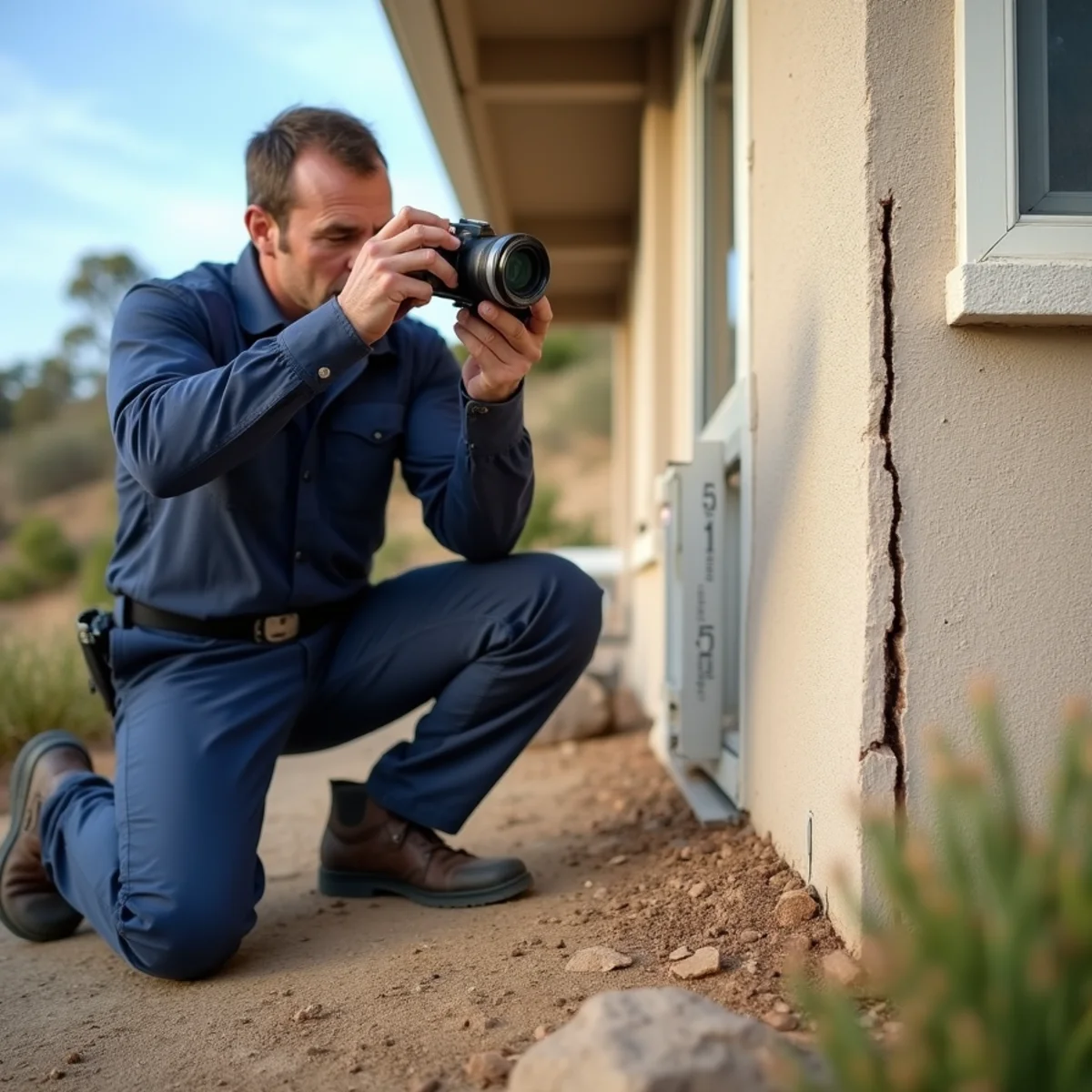 Foundation crack check at a Placentia Hills view home