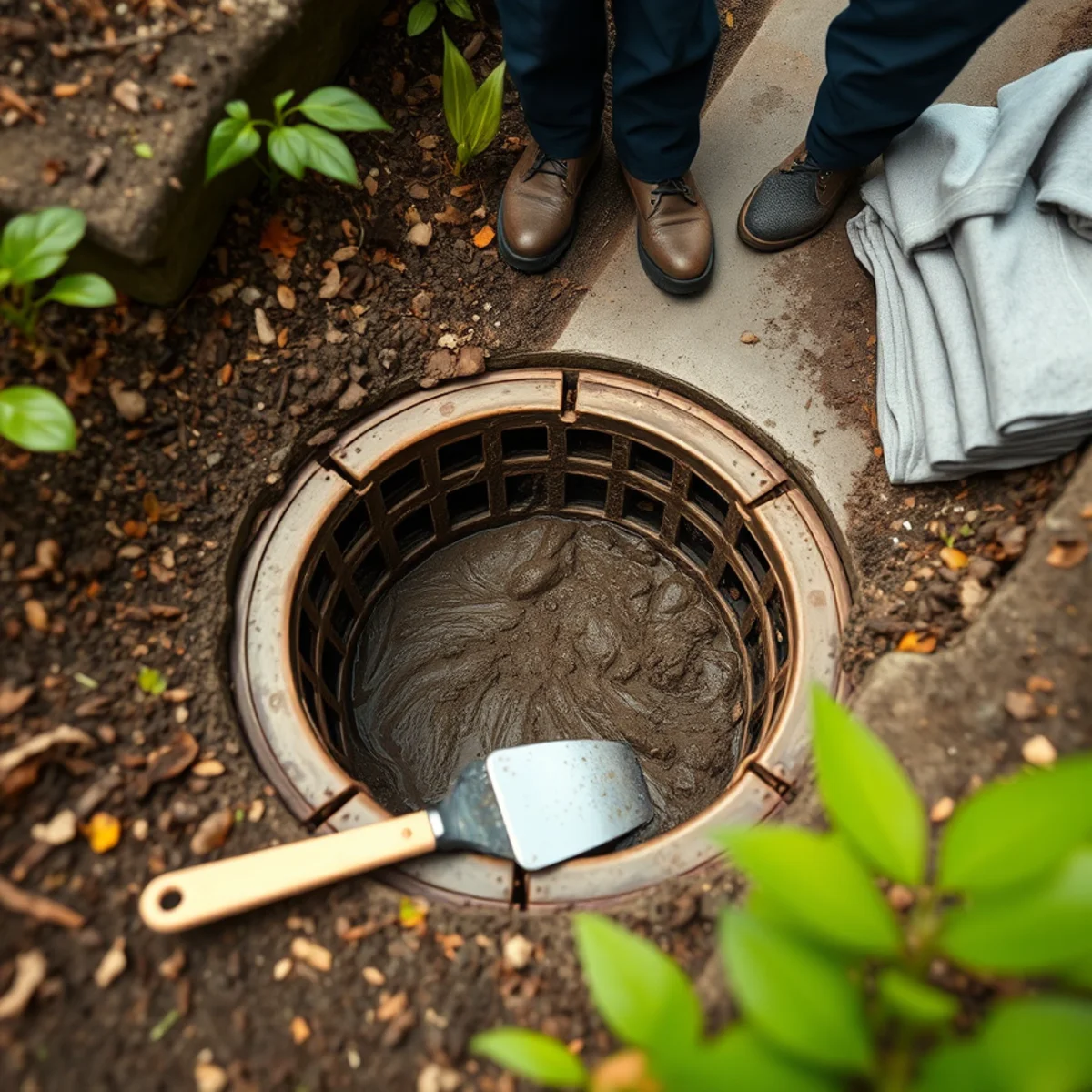 Silted area drain failing on a Placentia Hills, CA slope