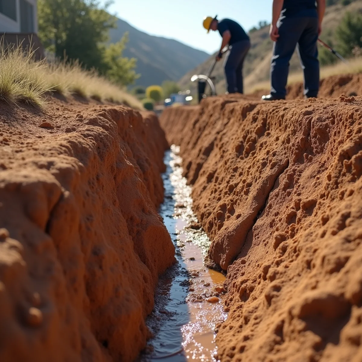 Hillside clay drainage above a Rowland Heights home