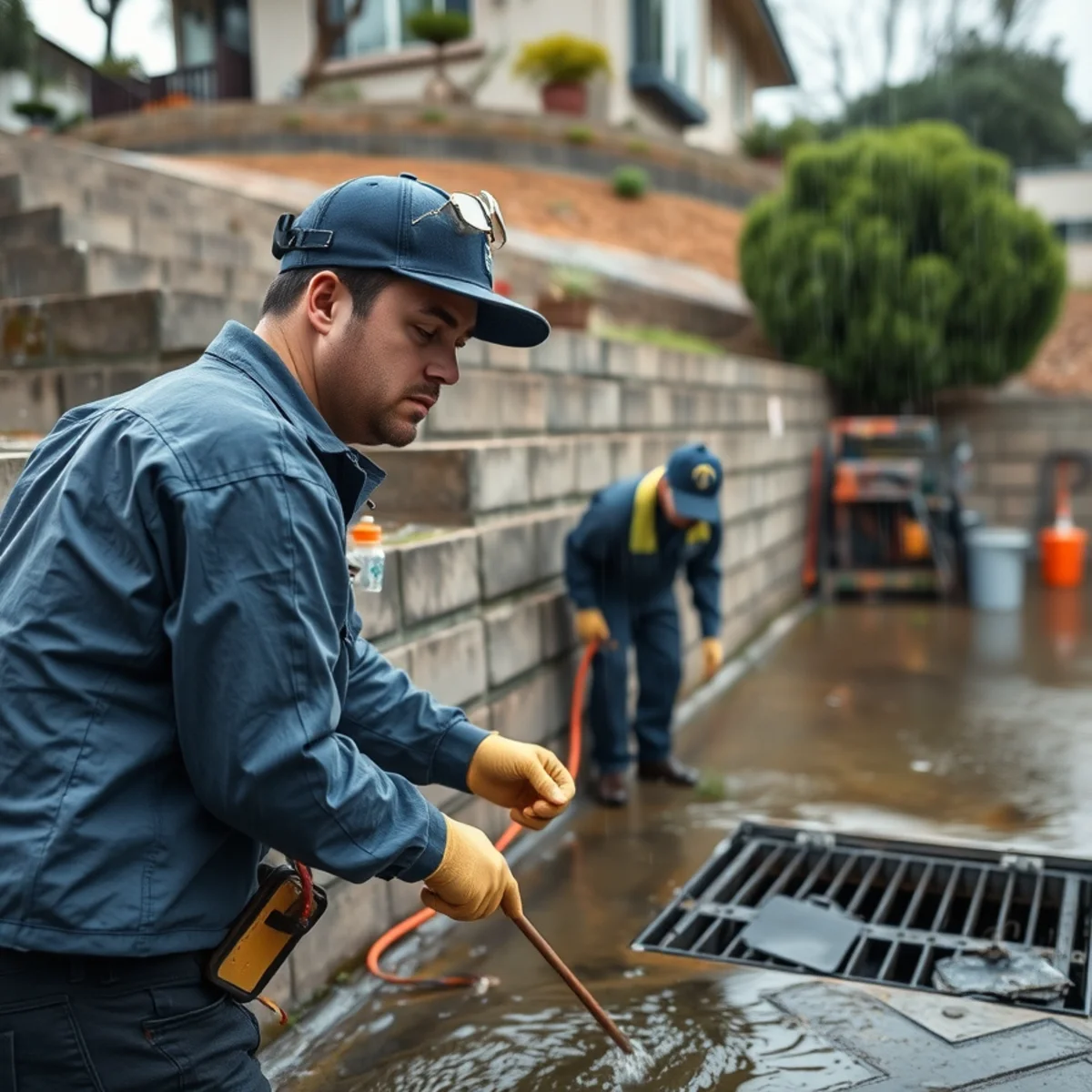 Hillside drainage water damage assessment in Rowland Heights, CA