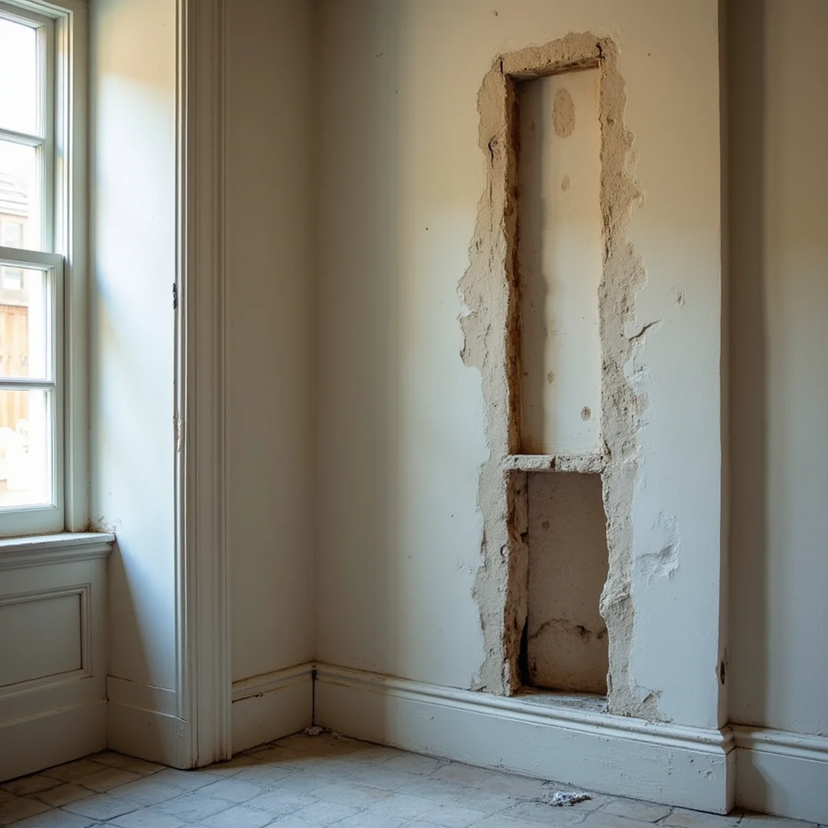 Original plaster wall opened in Uptown Whittier