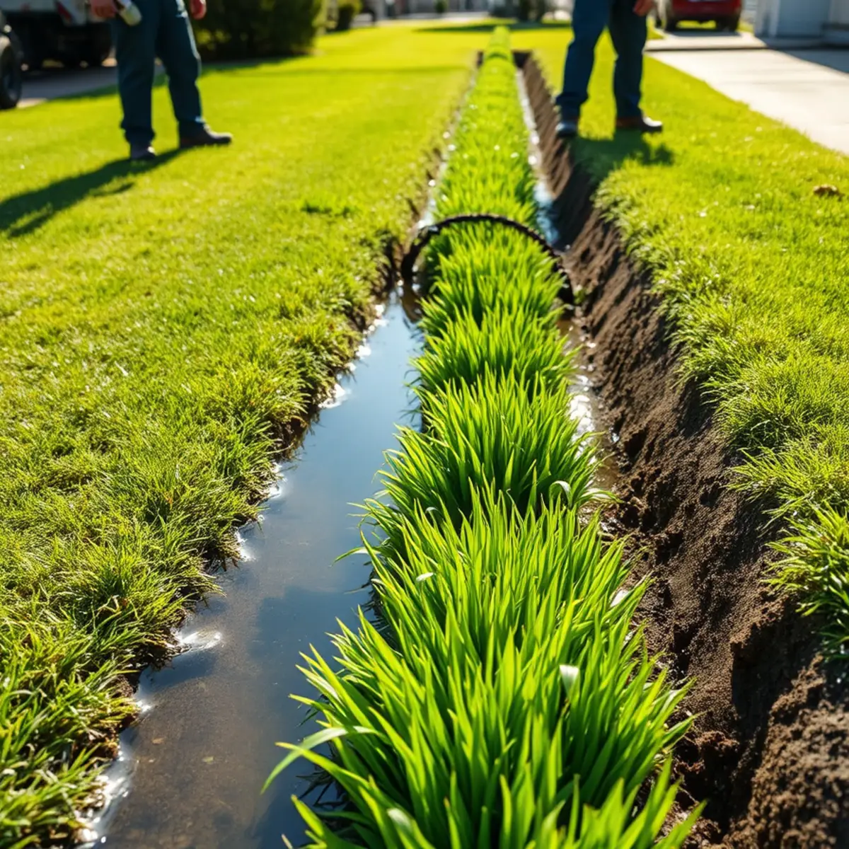 Irrigation line leak surfacing on a large Bryant Ranch property in Yorba Linda