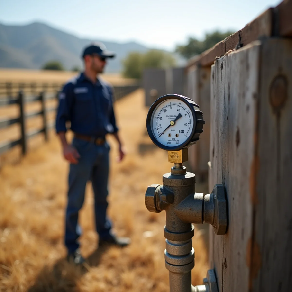 Checking water supply at a Yorba Linda equestrian property
