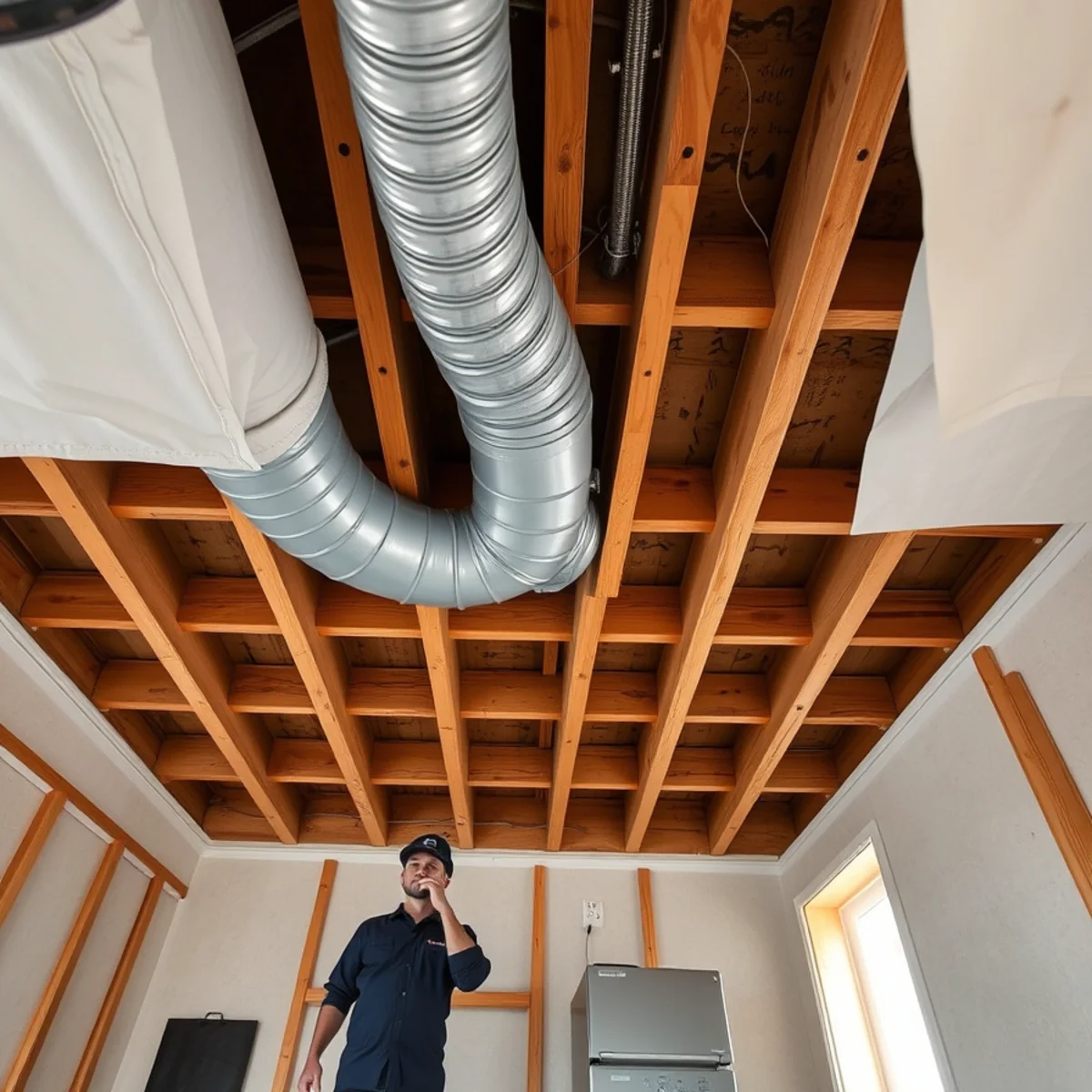 Drying the floor assembly between storeys in an Eastlake, Yorba Linda home