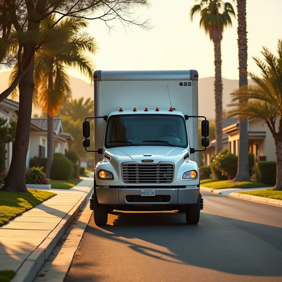 Restoration truck on a residential street in Fullerton, Orange County, CA