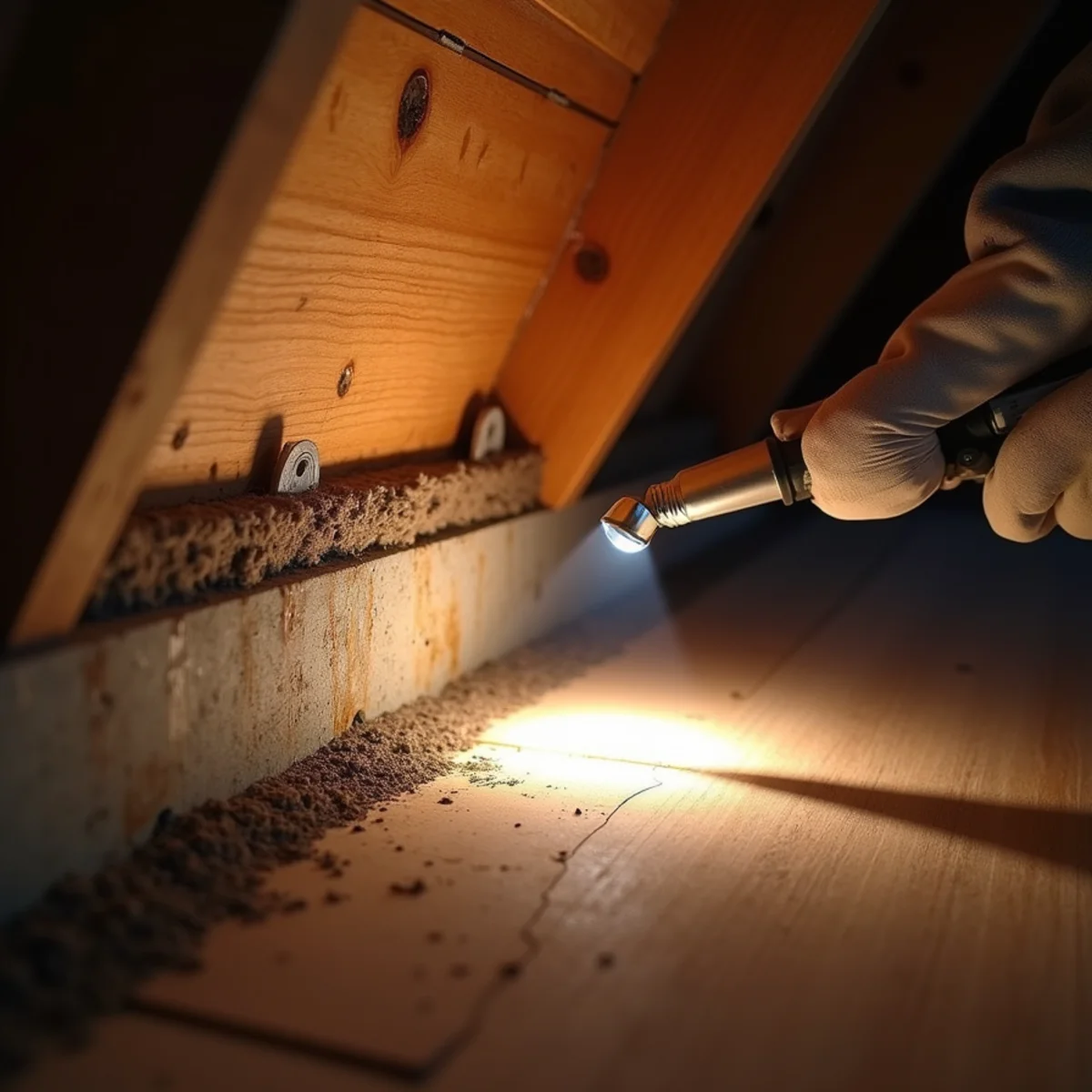 Inspecting attic sheathing for storm water intrusion