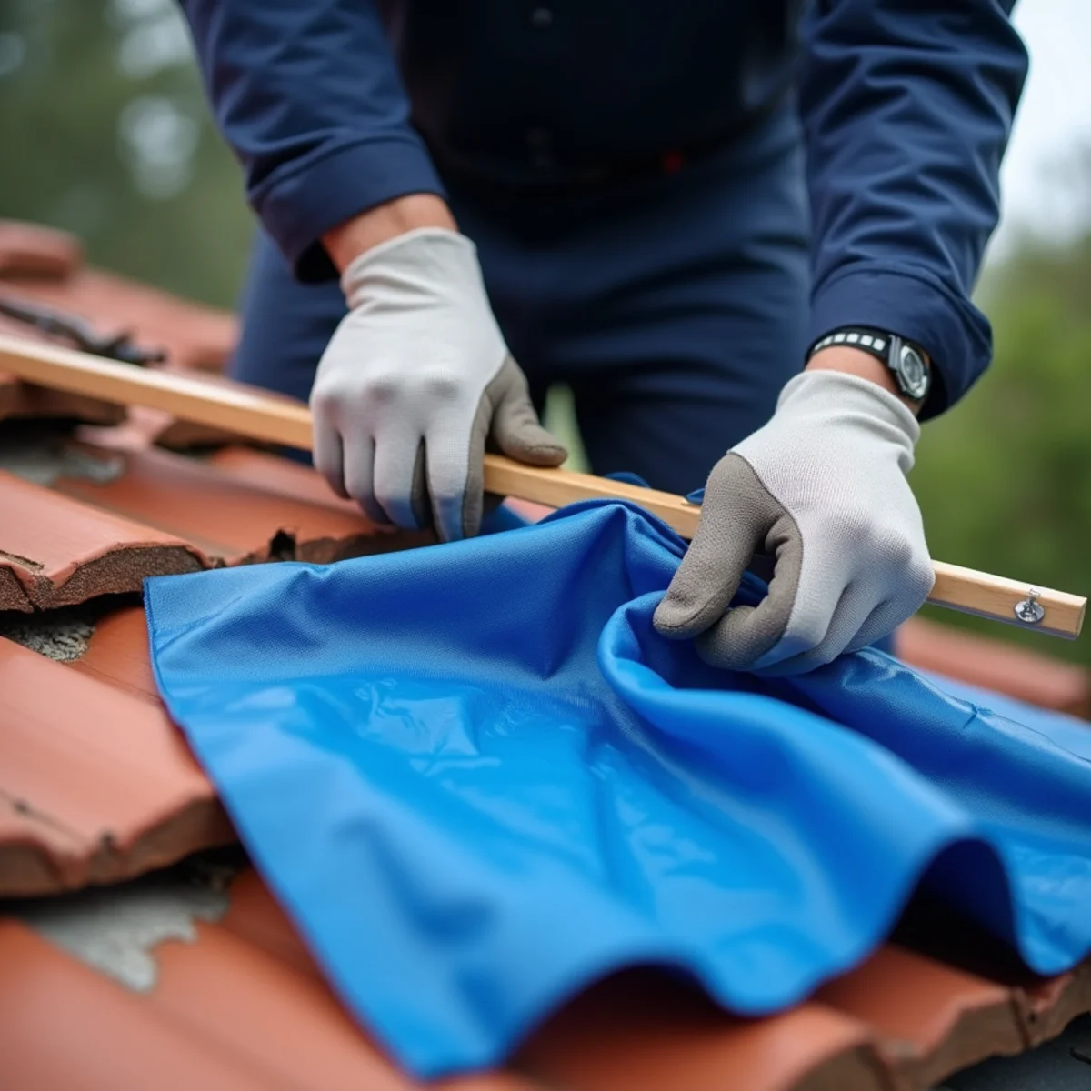 Emergency roof tarping after storm damage in Fullerton, CA