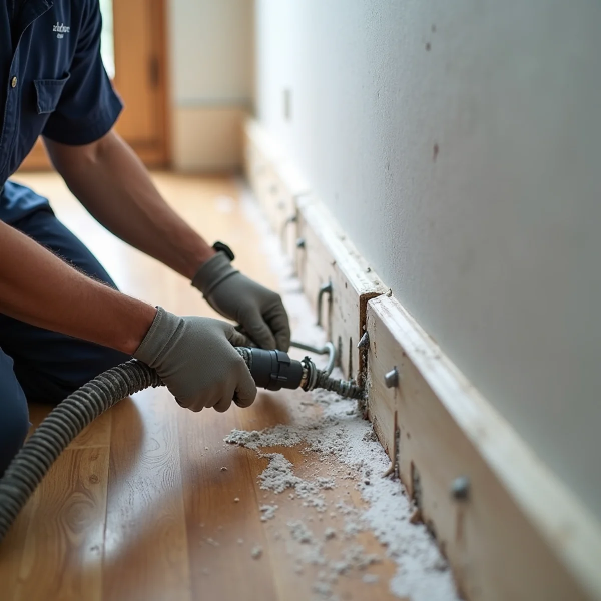 Wall cavity injection drying without removing drywall in a Fullerton home