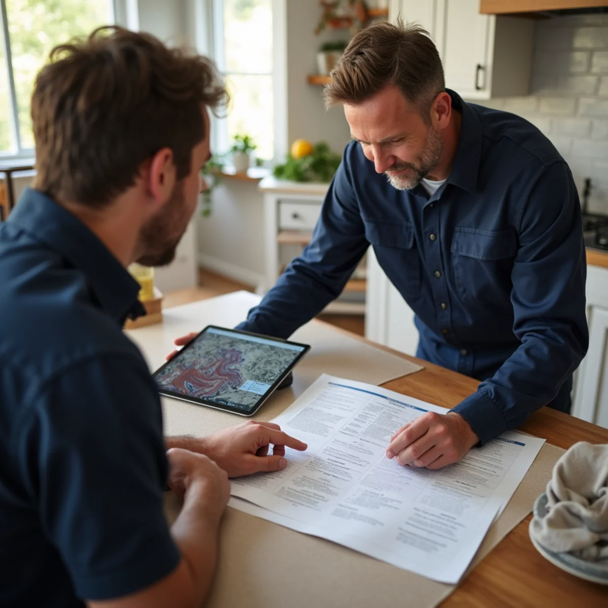 Reviewing a line-item water damage restoration scope with a homeowner