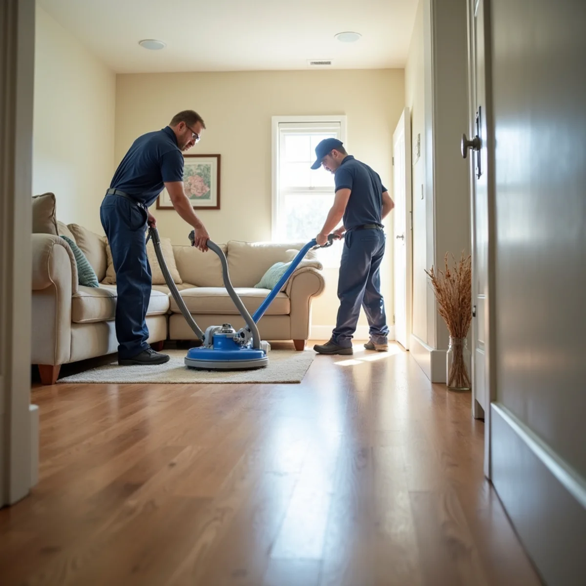 Fullerton living room fully restored after water damage repairs