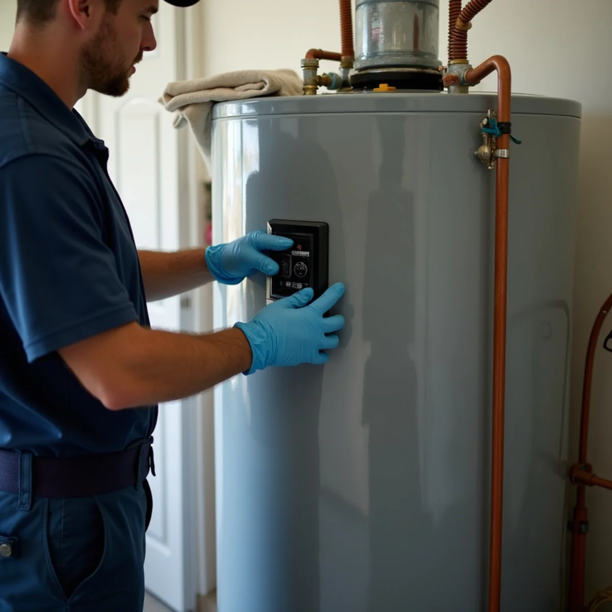 Inspecting seismic straps on a garage water heater